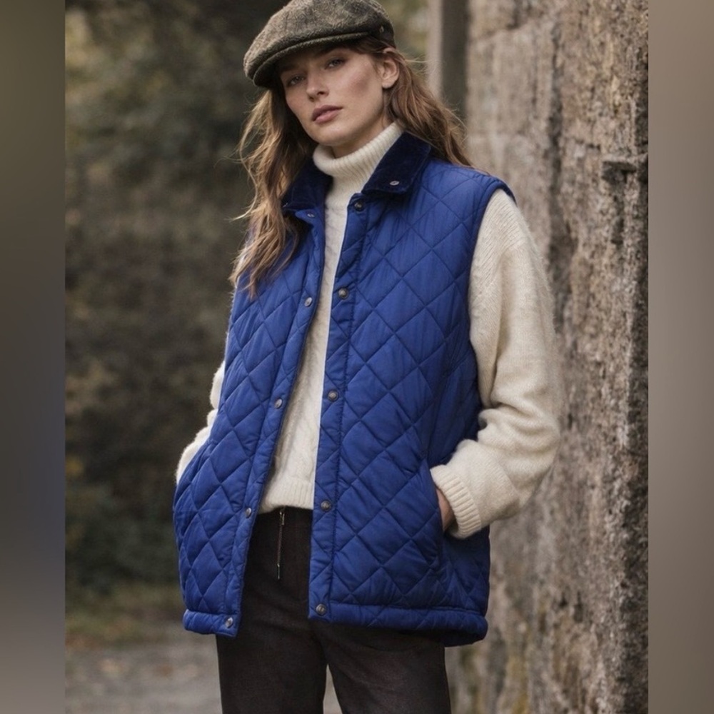 BARBOUR Cagney Gilet Vest | Quilted Royal Blue | Sam Heughan | Outlander Style